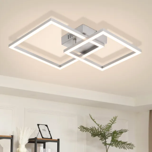 NETTLIFE LED Plafondlamp - Vierkant - Zilver - 20W - 4000K Neutraal Wit - Draaibaar Modern Design - Slaapkamer Woonkamer Keuken Hal Kantoor