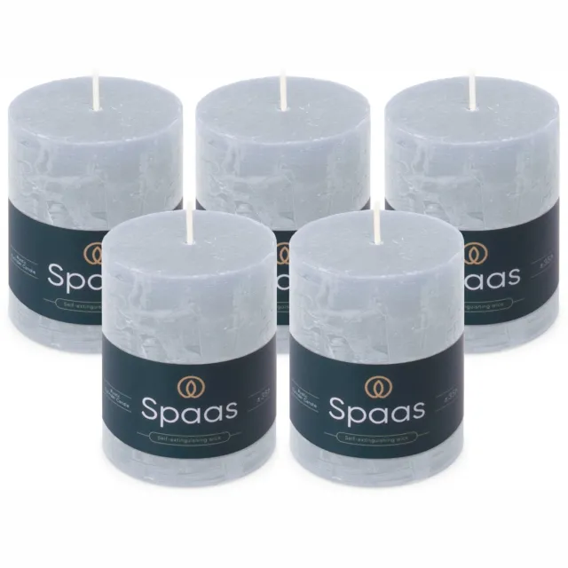 Spaas Rustieke Stompkaarsen - Lichtblauw - 70/95mm - circa 35 uur - 5 kaarsen