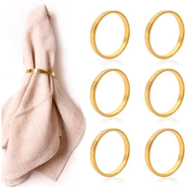 Ibenzoa Stijlvolle Gouden Servetringen voor Feestelijke Tafelsetting en Decoratie - Set van 6 Stuks