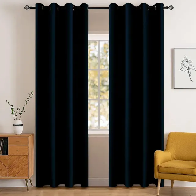 Unyqoos Verduisterende gordijnenset van 2 stuks met thermische en geluidsisolerende eigenschappen blauw