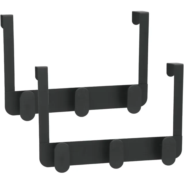 Gerimport Deurkapstok - 2x - 3 ophang haken - zwart - metaal - ruimtebesparend