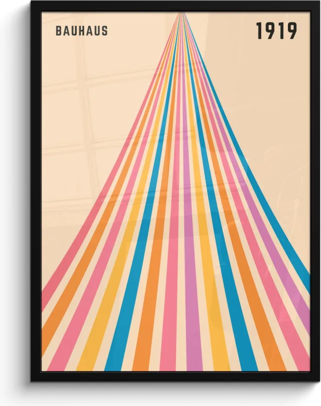 FrameYourWall Poster in lijst - Fotolijst 60x80 cm - Posters - Bauhaus - Kleurrijk - Abstract - Modern - Kunst - Posterlijst zwart - Decoratie - Wanddecoratie woonkamer - Muurdecoratie slaapkamer