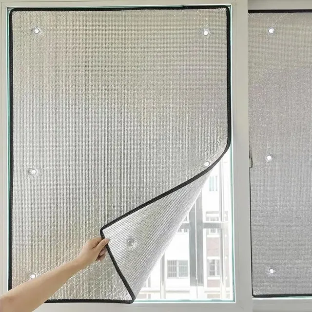 Bwecuy 4 stuks 60*100cm reflecterende raamisolatiefolie met zuignap – bescherming tegen winter- en zomerhitte, UV-beschermende zonwerende folie voor ramen binnen en buiten, aluminium isolatie, eenvoudig aan te brengen, voor thuis, kantoor en garage