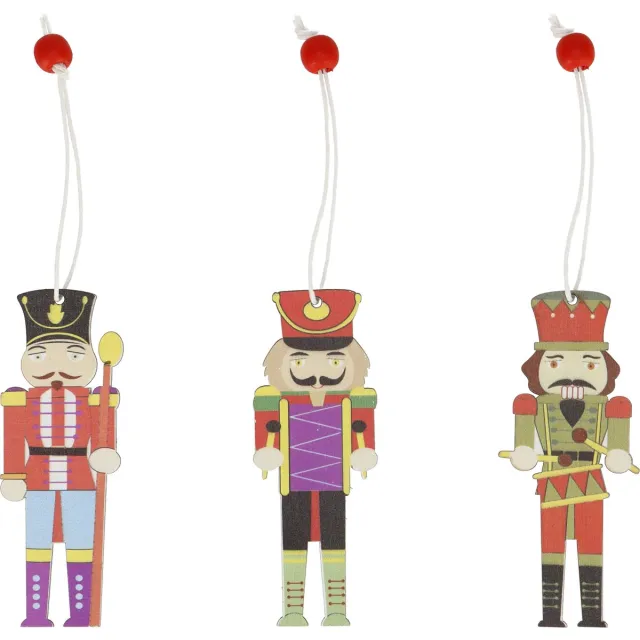 springos Notenkraker | Kerstboomhanger | 9 Stuks | 3 ontwerpen Meerkleurig