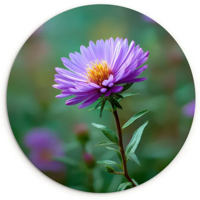 WallCircle Wandcirkel 150x150 cm - Muurcirkel Aster - Paars - Bloem - Blaadjes - Muurdecoratie woonkamer - Wanddecoratie slaapkamer - Kamer decoratie accessoires - Ronde schilderijen