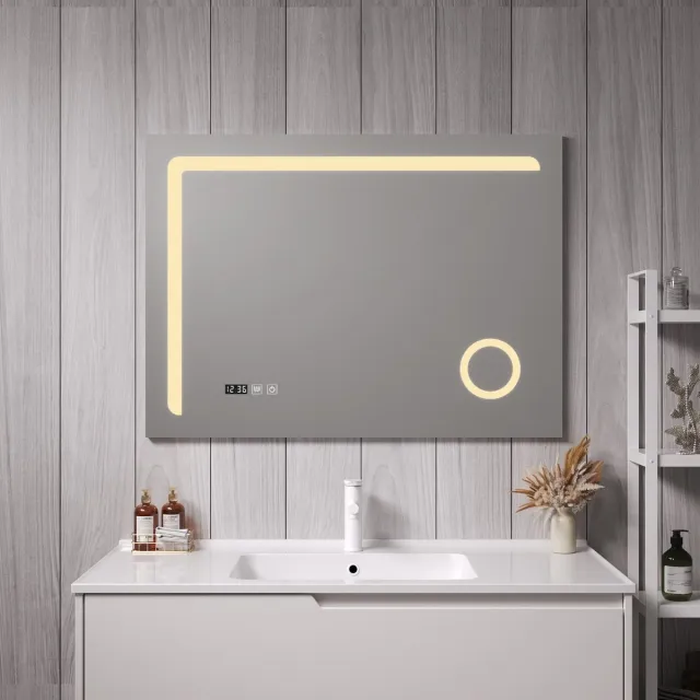 pro.tec Spiegel Chambave met LED verlichting 70x100x3 cm zilverkleurig