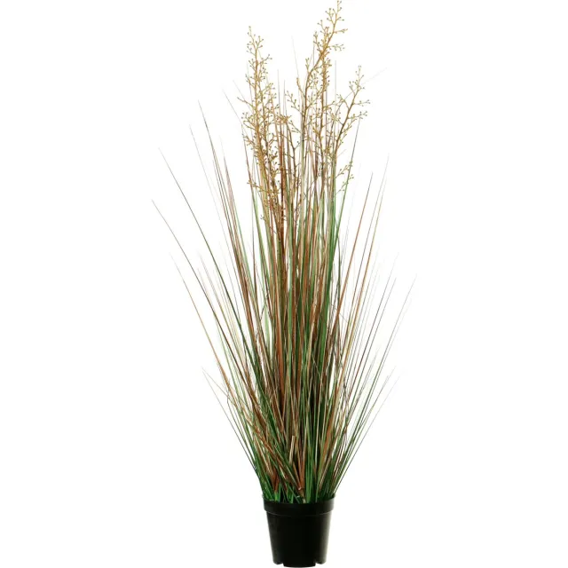 Louis Maes Quality kunstplant - Siergras met bes - groen/bruin - H95 cm - in pot