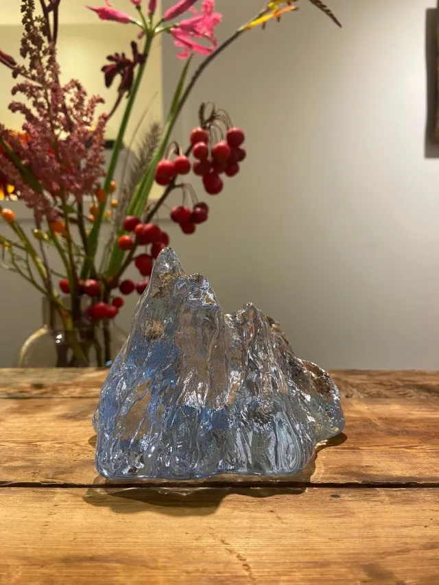 Kosta Boda waxinelichthouder The Rock Blauw