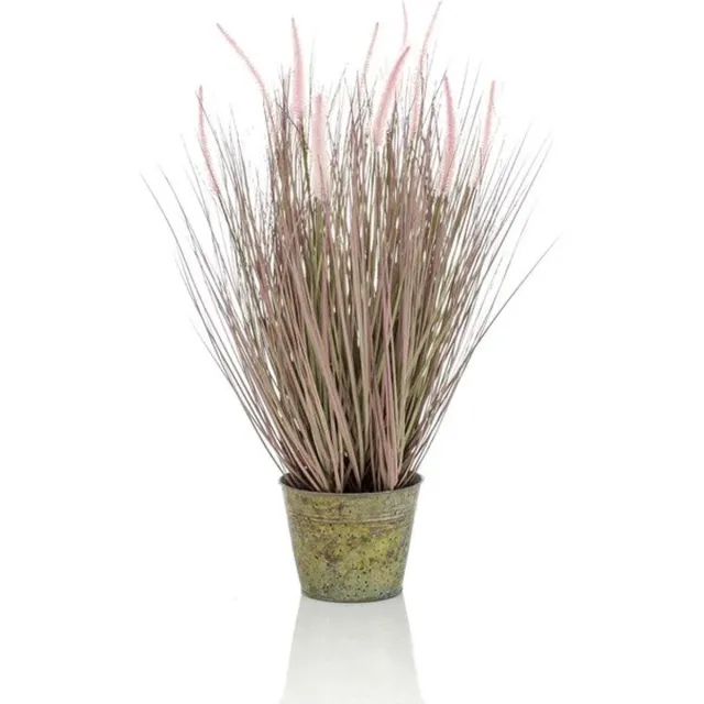 Bellatio Flowers & Plants Pennisetum - 72 cm - Zinken pot 14 cm - Kunstplant voor binnen Groen