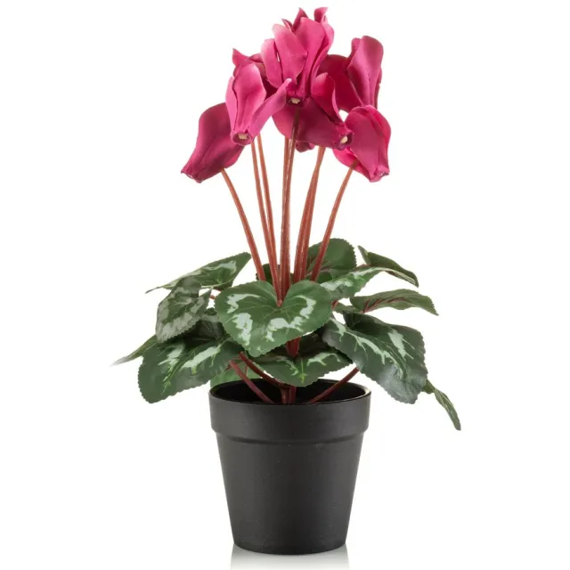 Emerald Kunstplant Cyclamen in pot 30cm felroze - Kunstplant voor binnen