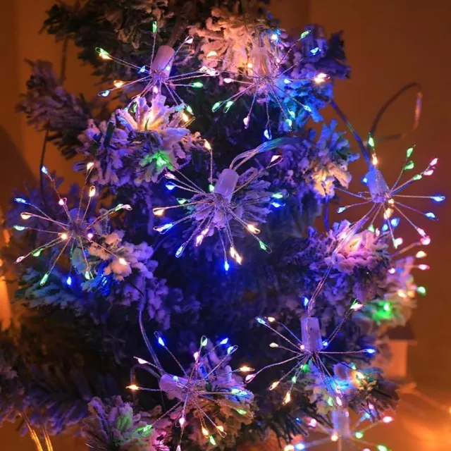 Nosheir Mini vuurwerk lichtslinger met USB – 3 meter – 200 LED – 8 lichtmodi – Twinkelend effect – Voor tuin, slaapkamer, bruiloft en kerstdecoratie