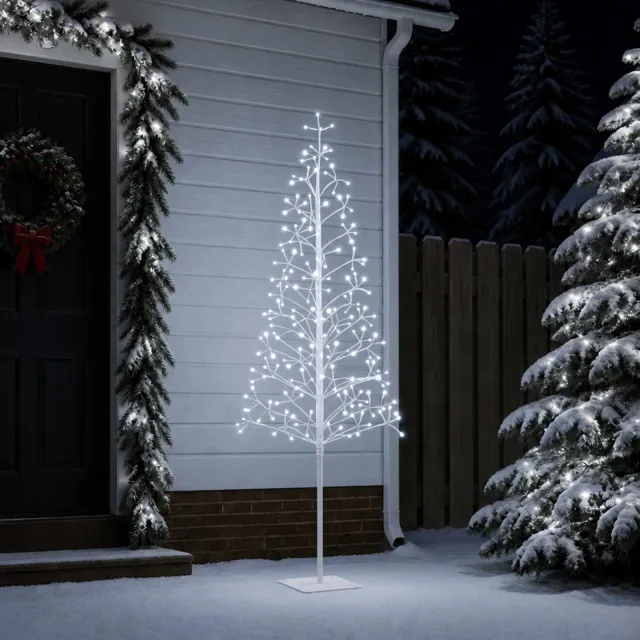 vidaXL LED-kerstboom met lichtsnoer Wit 180 cm Staal 196 LED's