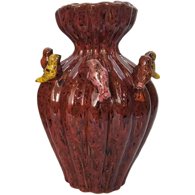Diga Colmore Boutique Trukado - Diga Colmore Vaas met Vogels LENNY 30cm keramiek antique red antiek rood