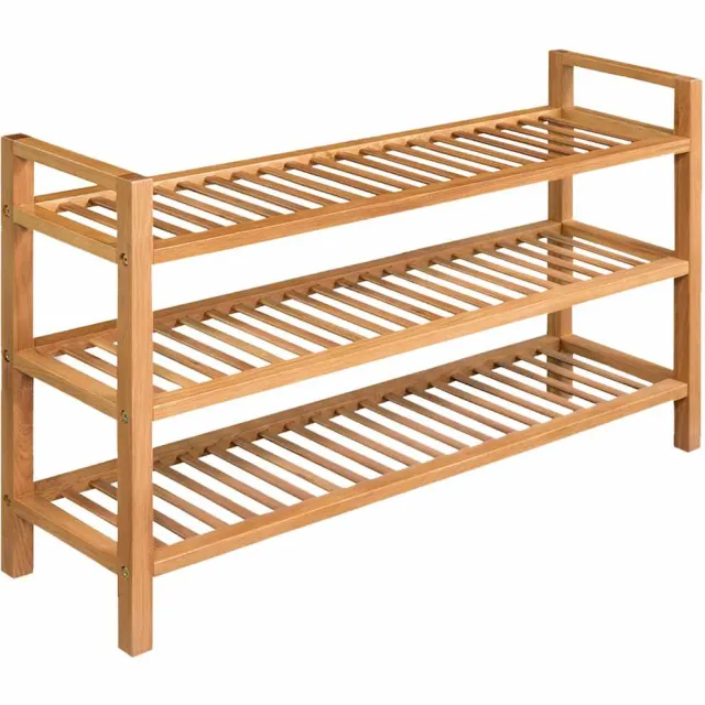 vidaXL Schoenenrek met 3 schappen 100x27x60 cm massief eikenhout Bruin