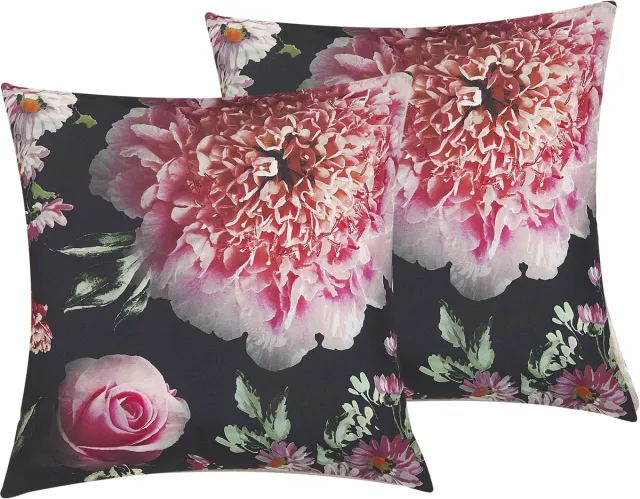 Beliani HEDERA - Sierkussen set van 2 - Zwart - 45 x 45 cm - Polyester