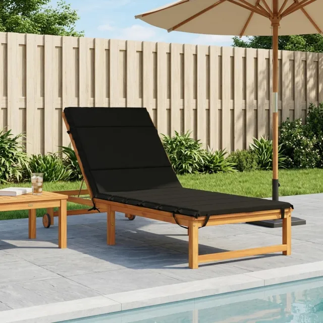 vidaXL Ligstoel Kussen GEMERT 100% Polyester Zwart 200 x 90 x 3 cm