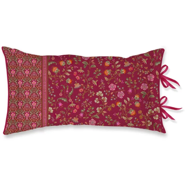 Pip Studio Flora Bangalore Cushion Sierkussen - 35 x 60 cm cm - Donker roze
