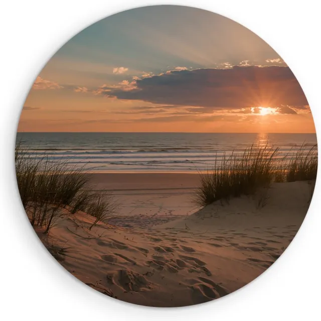 Saammp Forex Muurcirkel - Strand - Zonsondergang - Zee - Ø 70 - Wandcirkel - Wanddecoratie Cirkel - muurdecoratie Woonkamer - Slaapkamer decoratie - Rond Schilderij