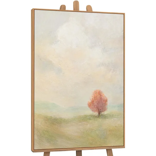 YS Canvas schilderij 140x100 cm handgeschilderd warm uitgestrekt – YS-Art Gallery – Lijst: Hout – Luxe wanddecoratie Wood