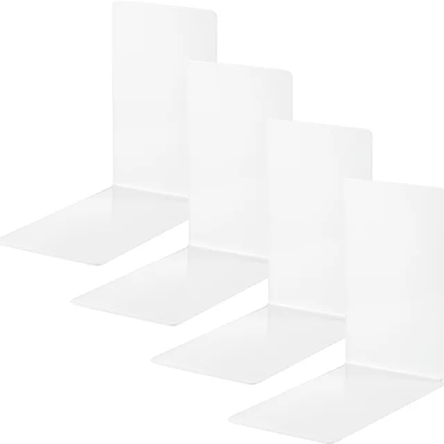 Famanu Boekensteunen van wit metaal, set van 4 stuks, ideaal voor boeken en mappen