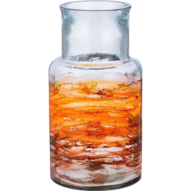 Rawa Handgemaakte vaas borne apotheker model - recycle materiaal -gemaakt in europa - 28 x15 cm oranje