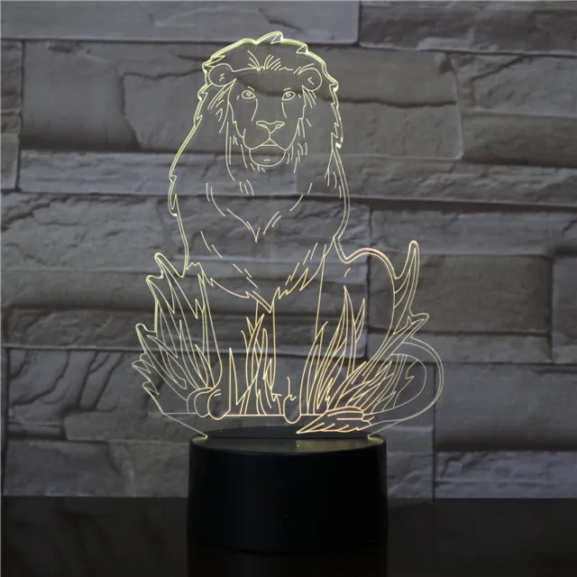MC Living 3D Led Lamp Met Gravering - RGB 7 Kleuren - Leeuw