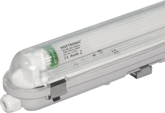 HOFTRONIC LED TL Armatuur 120 cm - T8 (G13) - 18 Watt 1980 lumen (160lm/W) - 6000K daglicht wit (860) - Koppelbaar - Flikkervrij - IP65 waterdicht- LED TL Lamp