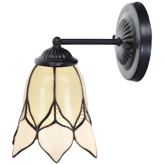 Coloured by Art Tiffany wandlamp zwart met Lovely Flower White - Art Deco Trade Wit