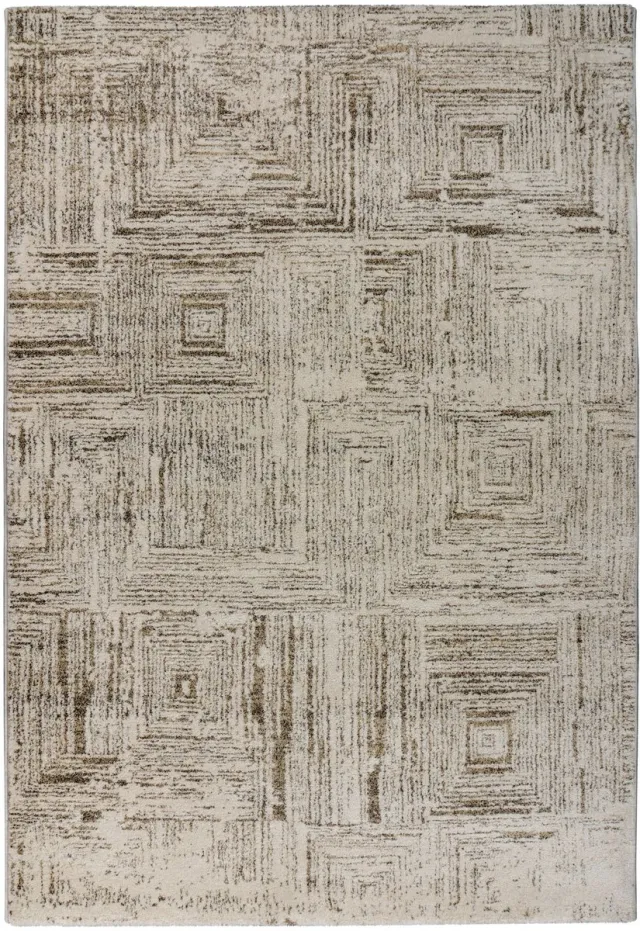 Padiro design laagpolig vloerkleed - crème / offwhite - modern abstract ontwerp - voor vloerverwarming - van polypropyleen, polyester en jute beige