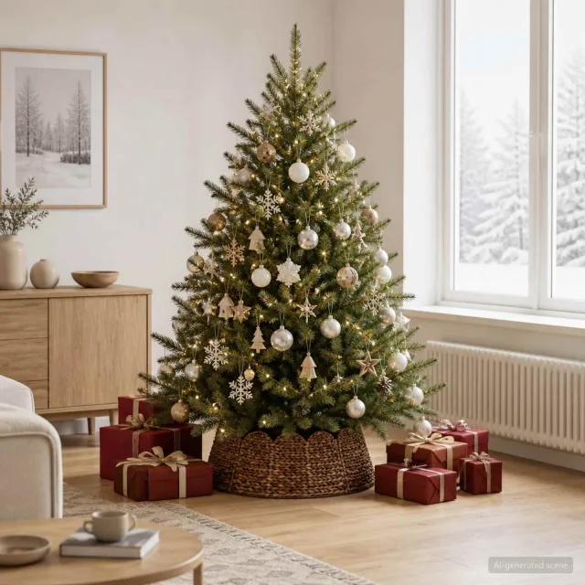 vidaXL Kerstboomkraag Rond Bruin Dia. 60 x 22 cm Waterhyacint