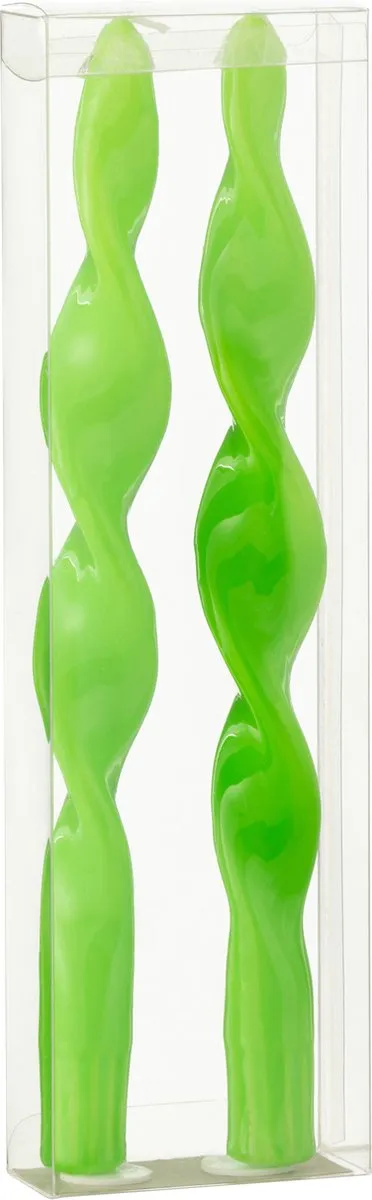 J-Line kaars Gedraaid - groen - small - 3U - doos van 2