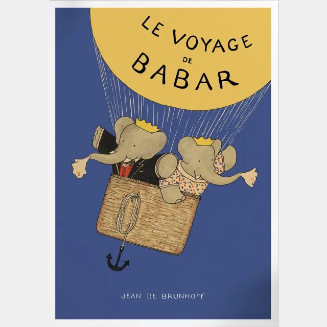 Pepperwall Le Voyage De Babar Ballon (Babar de Olifant) | Poster | A3: 30 x 40 cm Multikleur