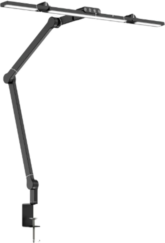 NaevaMi Bureaulamp LED - Dimbaar - Bureaulamp met Klem -Thuiswerkplek Monitor Lamp - Verstelbaar - 3 kleuren licht - 10 Helderheidsniveaus - Sfeerverlichting - 24W Zwart