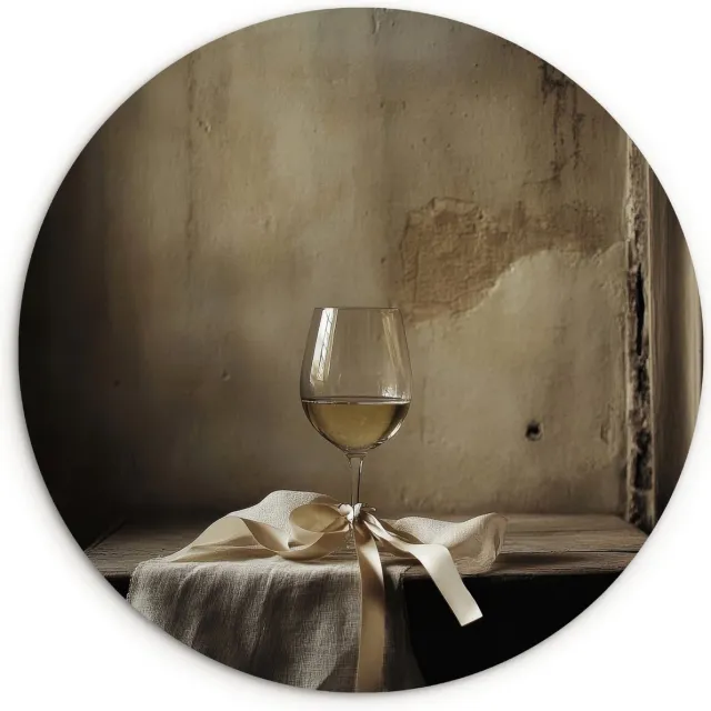 WallCircle Wandcirkel 30x30 cm - Muurcirkel Strik - Beige - Witte - Wijn - Muurdecoratie woonkamer - Wanddecoratie keuken - Kamer decoratie accessoires - Ronde schilderijen