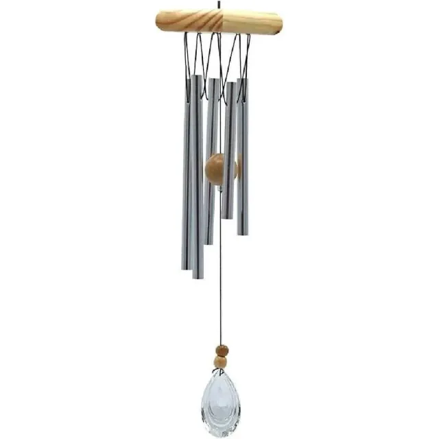 Phoenix Import Mani Bhadra Windorgel vierkant vijf staafjes en kristal windvanger (8x48 cm)