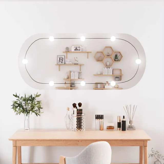 vidaXL Wandspiegel met LED's ovaal 45x100 cm glas Zilver