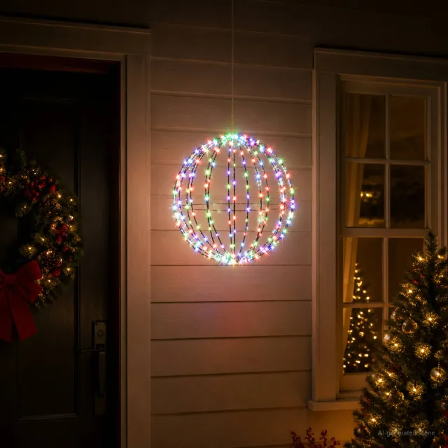 vidaXL Kerst Finial Licht 96 LED's Meerkleurig Dia. 30 x 32 cm