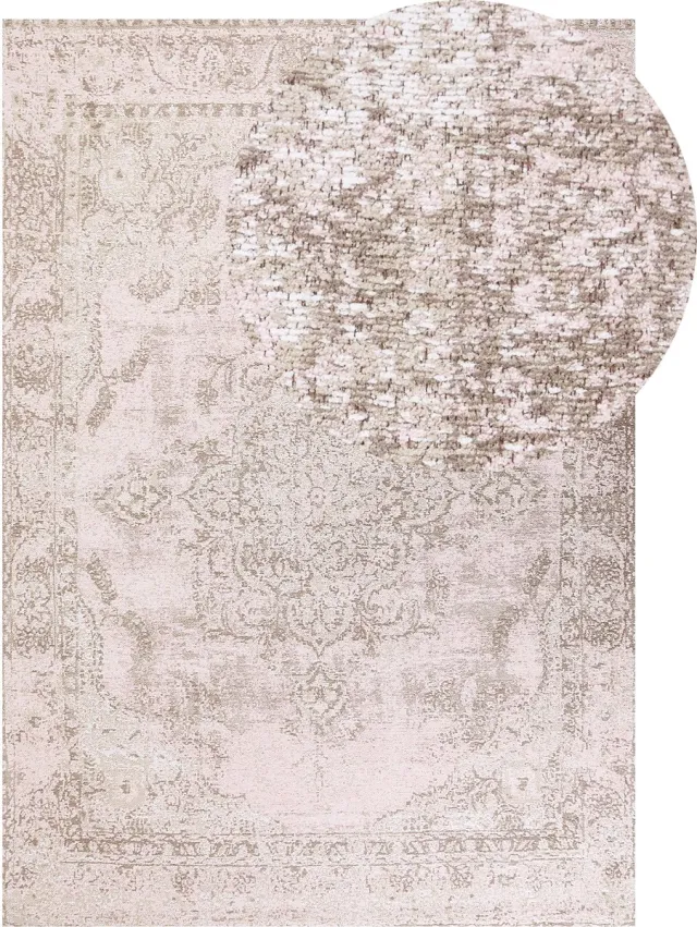 Beliani MATARIM - Vloerkleed - Roze - 160 x 230 cm - Katoen