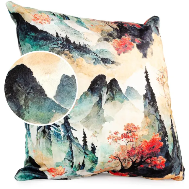ANRO Zwarte Woud Sierkussen 40x40 cm - Velours - Inclusief vulling Multicolor
