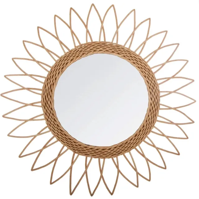 Atmosphera Wandspiegel - bloem - rotan - D50 cm - bohemian/boho spiegel Beige