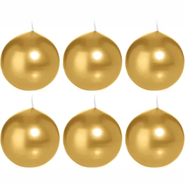 Trend Candles Bolkaars glad - 6x - goud - 7 cm - 16 branduren - ronde kaarsen Goudkleurig