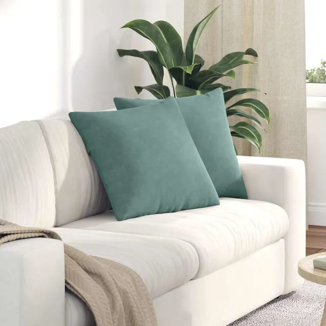 vidaXL Sofa Kussens 2 st fluweel Zeegroen 50 x 50 cm