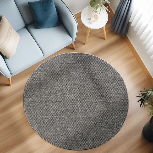 flycarpets Rond Flycarpets Laagpolig vloerkleed - Gevlochten - Handgeweven Look - Grijs 120x170 cm
