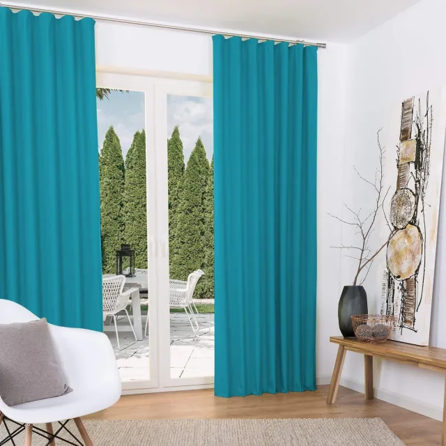 Unyqoos Set van 2 Isolerende Thermische Gordijnen met Plooiband en Fleecelaag turquoise