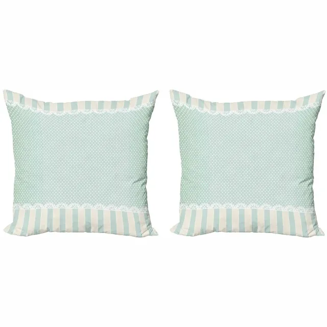ABAKUHAUS Shabby Flora Kussenhoezen – 2x50x50 cm – Dubbelzijdig bedrukt – Met rits Mandel Grüne Creme Weiß