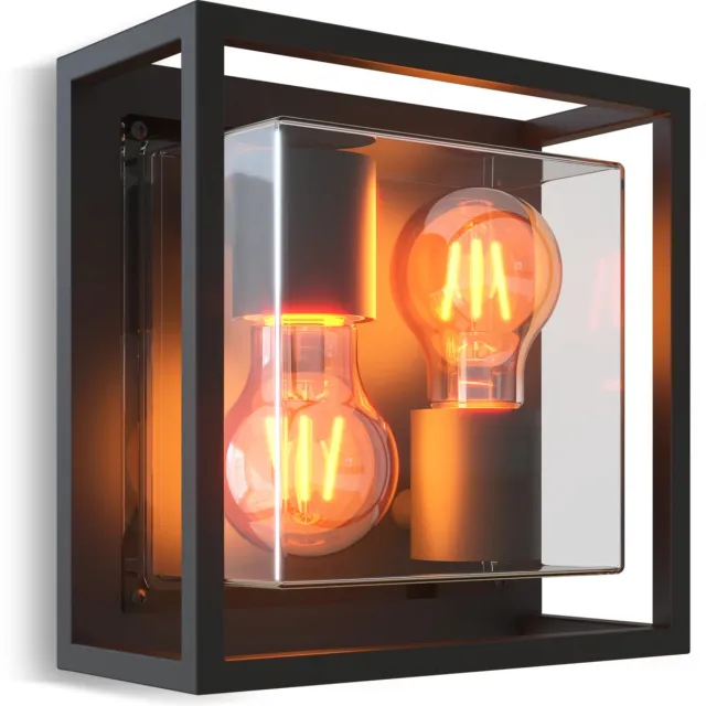 Calex LED Wandlamp Bologna - 2x E27 – IP44 Spatwaterdicht - Zwart – Aluminium – Industrieel – Modern