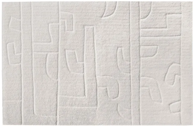 Vente-unique Vloerkleed met reliëf in wol uit Nieuw-Zeeland, handgemaakt - 160 x 230 cm - 1400 g/m² - Ivoorwit - CORALIE