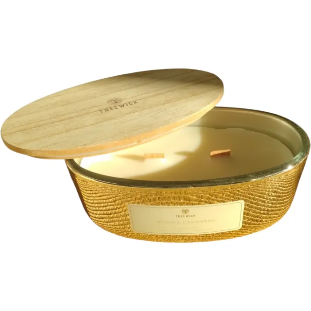 TreeWick Geurkaars Treewick Wood & Cashmere goud 2 lonten knispert