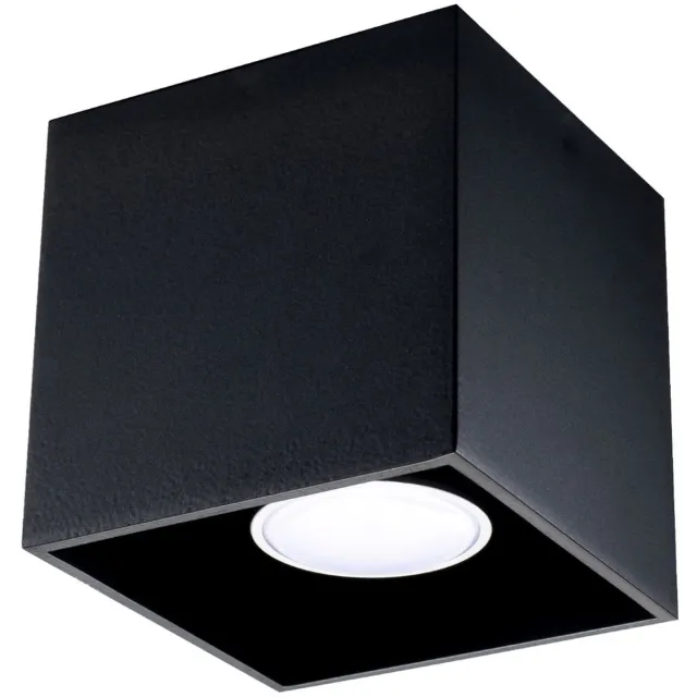 Sollux Lighting Plafondlamp QUAD 1 kubusvormige opbouwspot - Sollux Lighting - IP20 - Zwart aluminium behuizing - 10 x 10 x 10 cm - 1 x GU10 LED, exclusief lichtbron - Max. 10 W - Moderne plafondlamp voor gang, hal en woonkamer