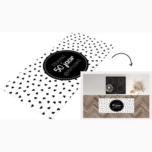 KitchenYeah Keukenloper - Loper keuken - Spreuken - Hoera! 50 jaar getrouwd - Quotes - Trouwen - Keukenloper vinyl Multicolor